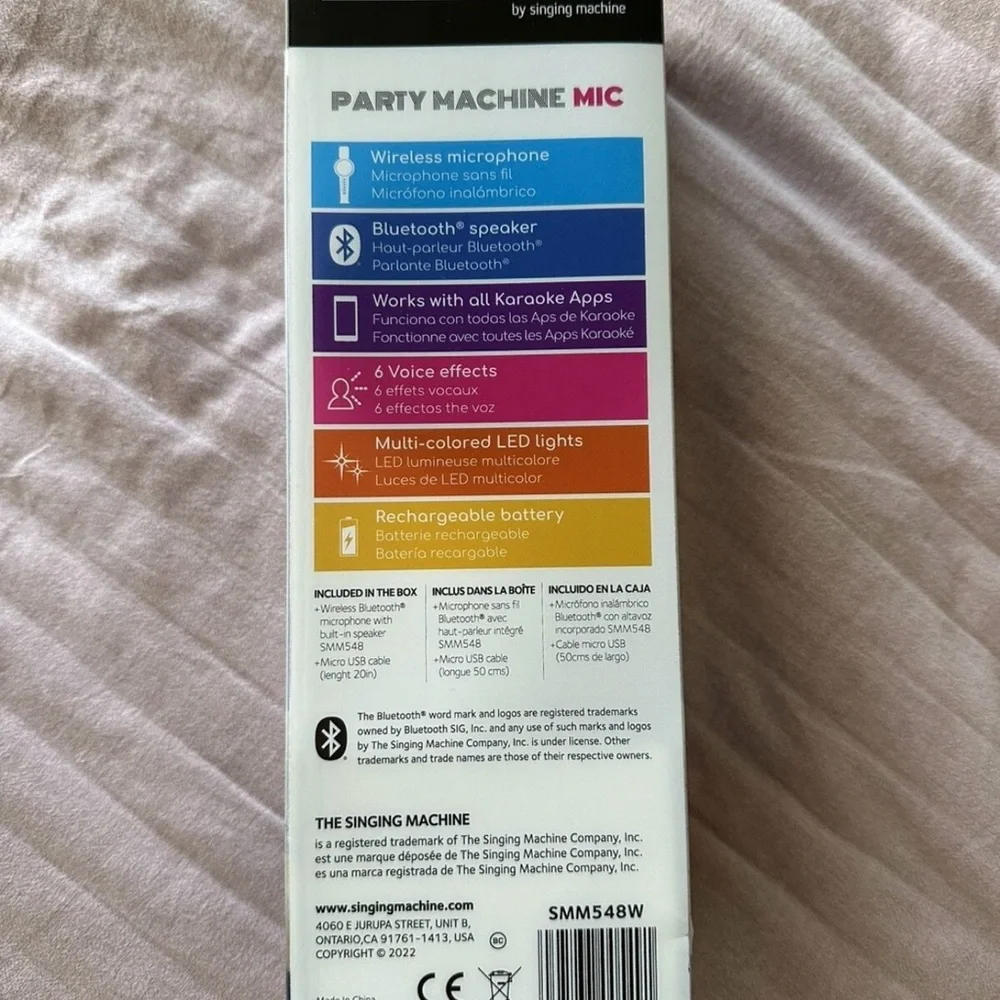 Party Machine by Singing Machine Karaoke Portable Bluetooth Speaker Microphone